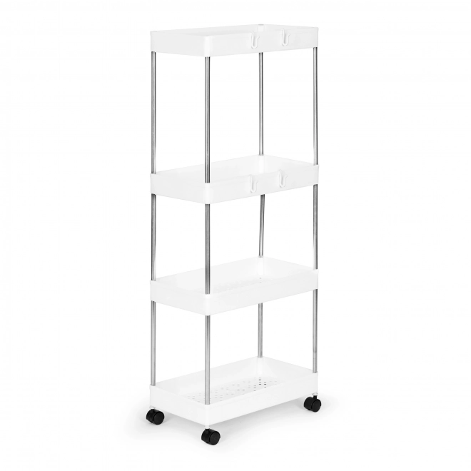 Scaffale di plastica per bagno con 4 ripiani e ruote