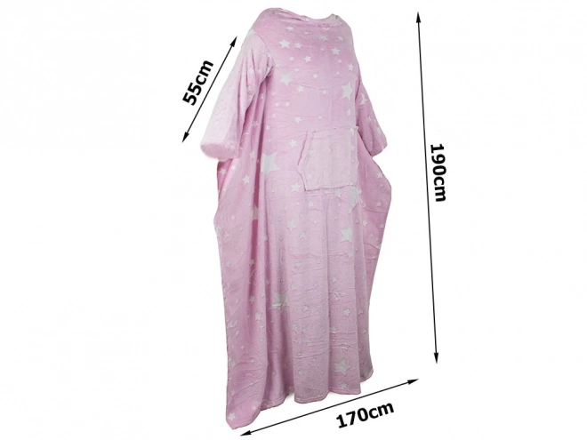 Decke mit Ärmeln Fleece warmes Sweatshirt Morgenmantel neon – Rosa