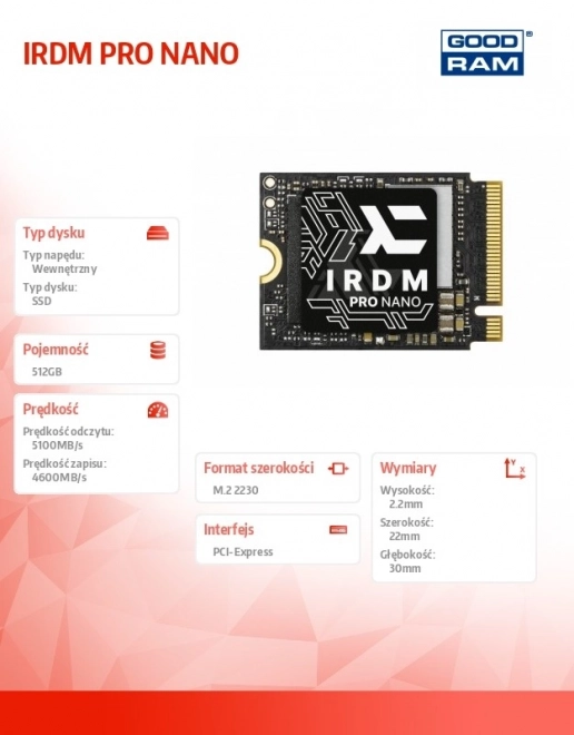 Dysk SSD IRDM Pro Nano M.2 2230 512GB