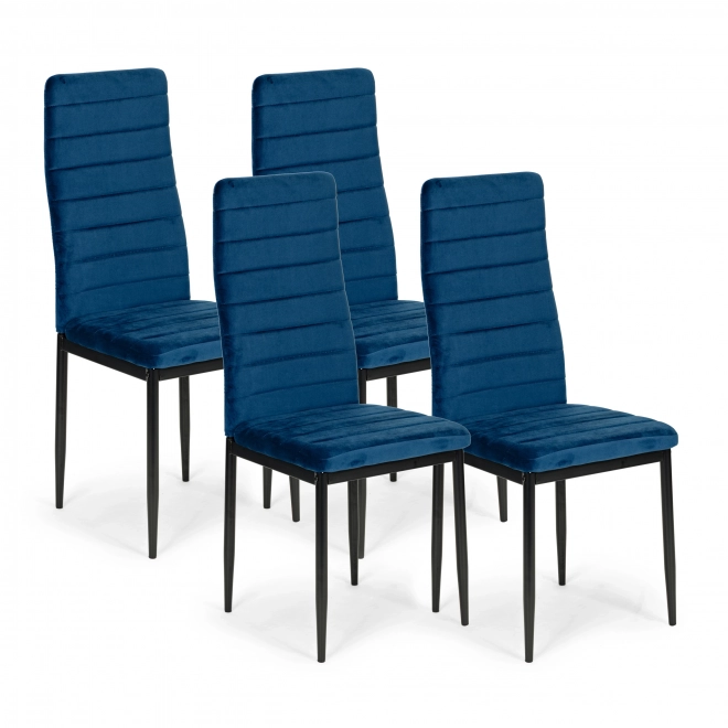 Velvet Blue Dining Chairs - Set of 4