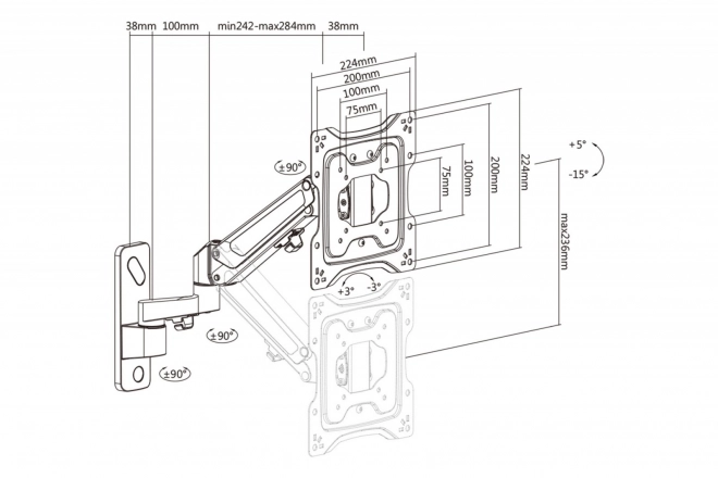 Adjustable Wall Mount for Monitors up to 43 inches