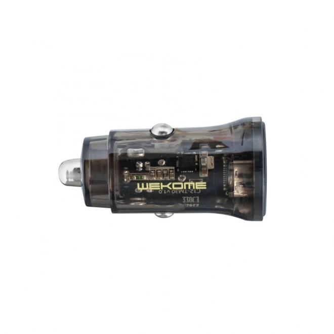 Dual USB-A Car Charger Fast Charging Black/Transparent