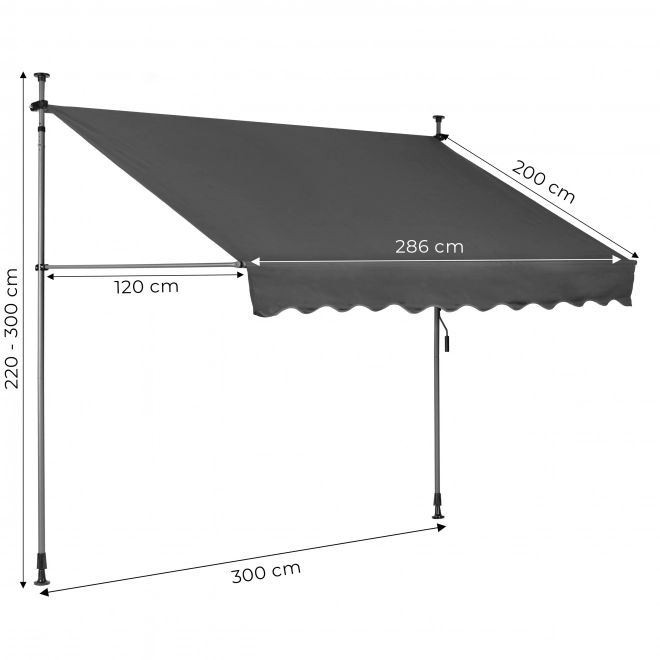 Adjustable Balcony Sunshade with Hand Crank Grey