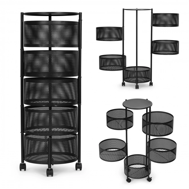 Konyhai rendező forgó polcokkal, 5 szintes, fémből készült, ModernHome