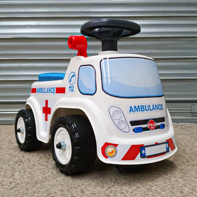Ambulanza cavalcabile con sedile apribile e clacson