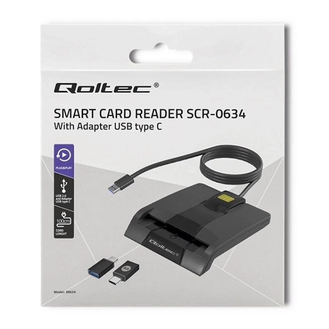 Intelligens chipes kártyaolvasó USB-C csatlakozóval