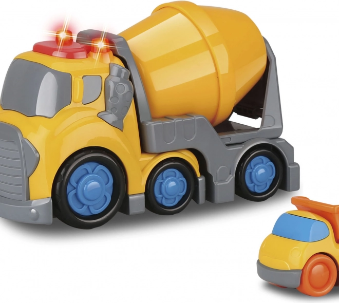 Kiddy betonmixerauto met effecten en mini kiepwagen