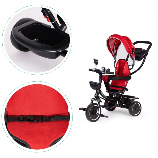 Triciclo con sedile girevole rosso