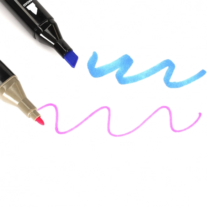 Marker alcolico doppia punta con custodia e supporto – 120 pezzi