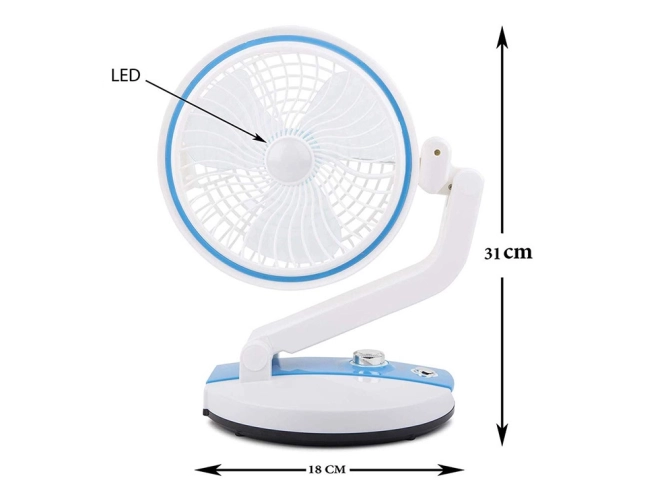 Portable foldable fan with LED light and USB charging