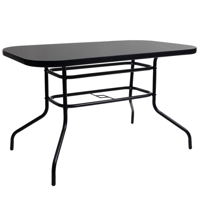 Glass Patio Table Black 120x70 cm