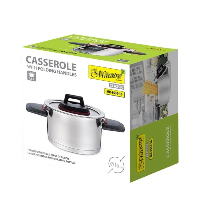 Stainless Steel Pot with Folding Handles