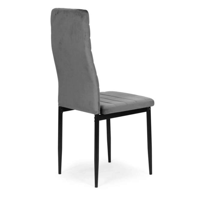 Dining Chair with Contoured Backrest - Gray Velvet - Set of 4
