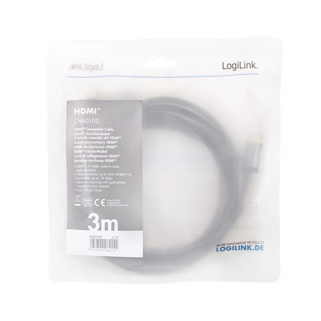HDMI 4K/60Hz Cable with Aluminum 3m Black