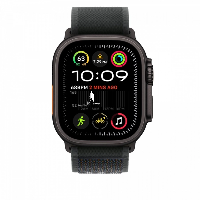 Fekete Trail szíj 49 mm-es tokhoz - M/L - titán elemek