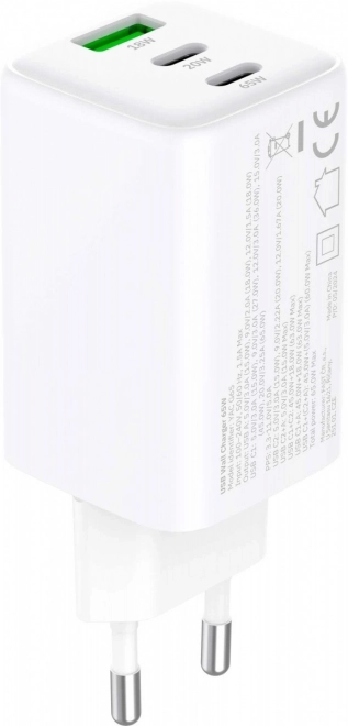 Mains charger with 3 USB and 65W Power Delivery