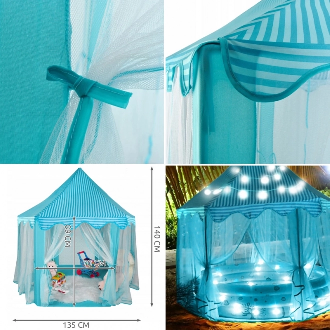 Hexagonal Children's Tent for Home and Garden - Blue