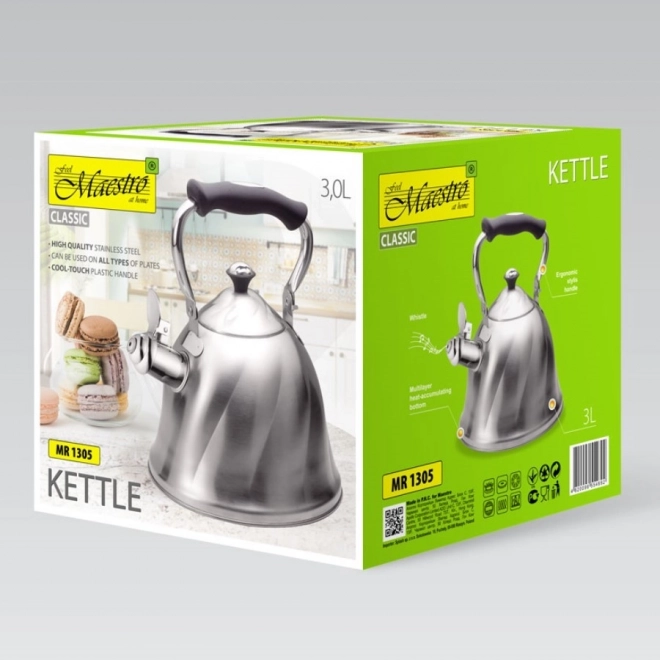 Stainless Steel Whistling Kettle 3L Retro Design
