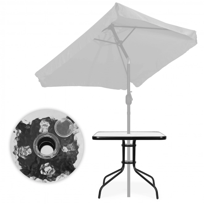 Outdoor Garden Table with Tempered Glass