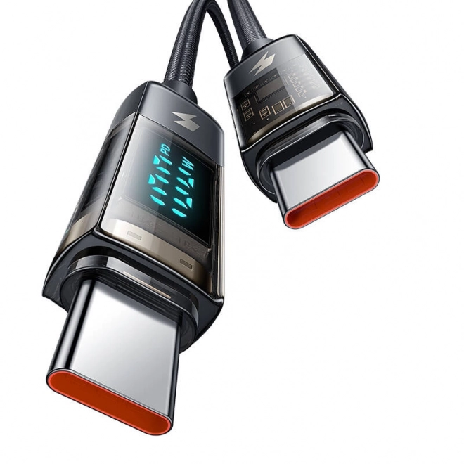 Usb-c kábel automatikus kikapcsolással, pd 100w, 1,2m - fekete