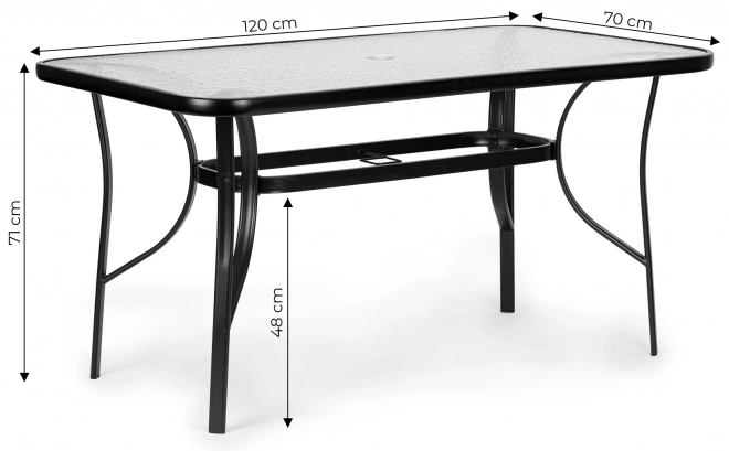 Gartentisch aus Glas mit Schirmloch