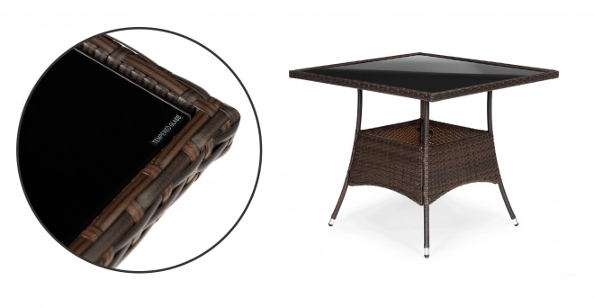 Garden Rattan Furniture PREGASIO with 4 Chairs and Table with Glass Top