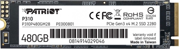 Disco SSD Patriot P310 480GB M.2 PCIe NVMe Gen3