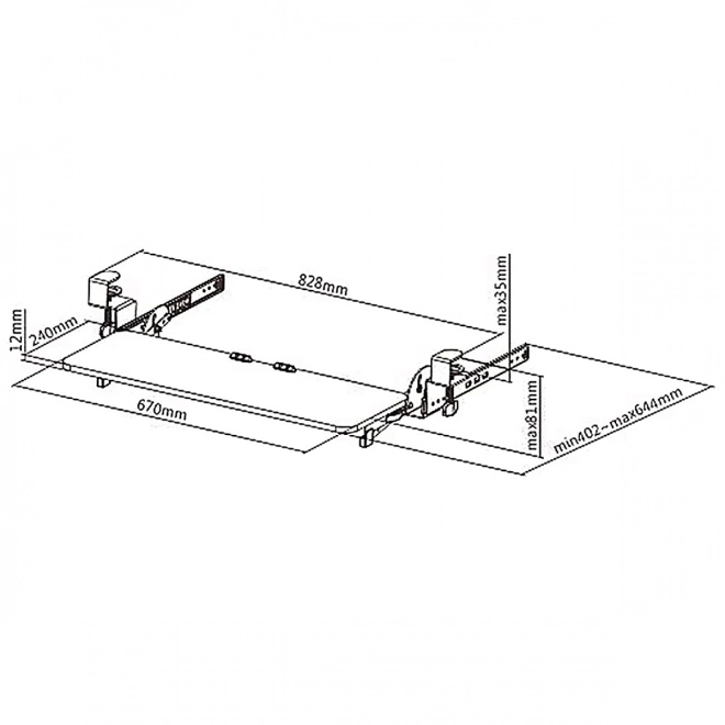 Under-Desk Adjustable Keyboard Tray