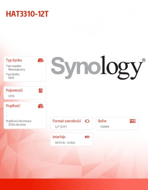12TB SATA 3.5 inch Synology Plus Hard Drive