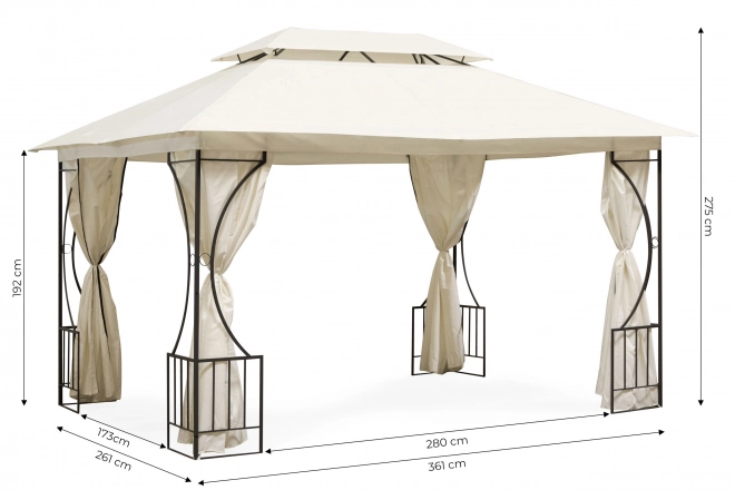 Kerti pavilonsátor 3x4m, szúnyogháló és teljes oldalak