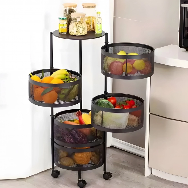 Konyhai rendező forgó polcokkal, 5 szintes, fémből készült, ModernHome