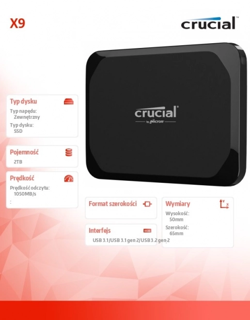 Portable Crucial Solid State Drive 2TB