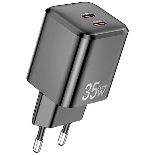 Gan Black Wall Charger 35W 2xUSB-C