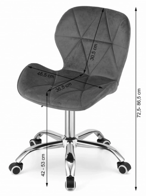 Swivel Office Chair Wide Backrest Velvet Gray