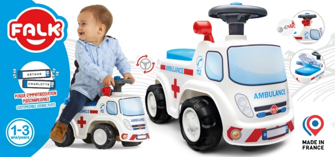 Ambulanza cavalcabile con sedile apribile e clacson