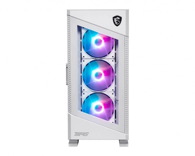 White gaming pc case with tempered glass