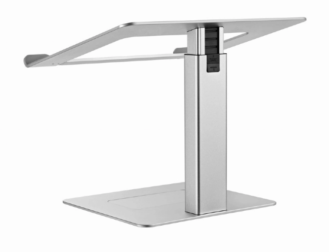 Silver laptop stand with adjustable height for 15.6 inch notebooks