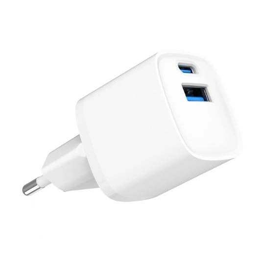 Mini nabíjačka USB-A USB-C 20W PD QC3.0 biela