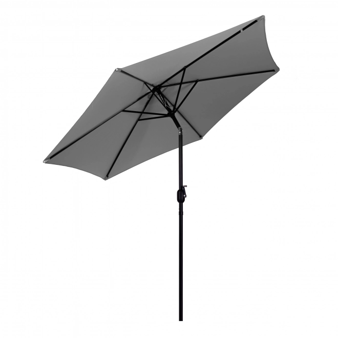 Large tilted garden umbrella with crank 6 ribs grey 270 cm