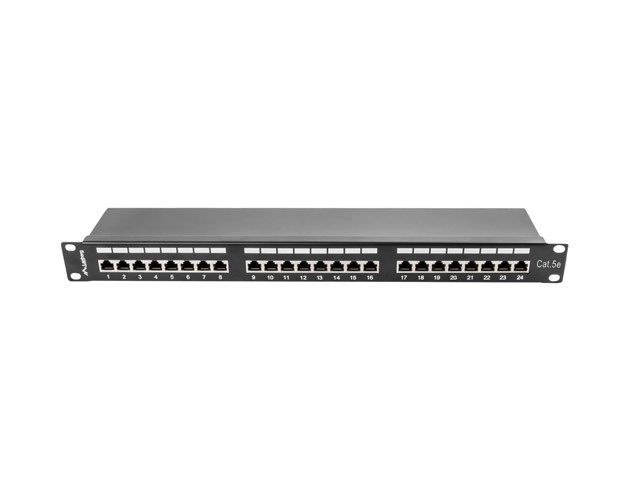 Patch Panel 24-Port Shielded Black 1U