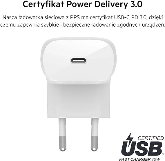 BoostCharge 30W USB-C PD PPS Wall Charger with USB-C Cable