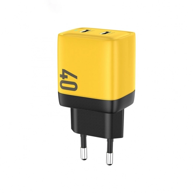 Network Charger 2x USB-C Super Fast Charger GaN 40W Yellow