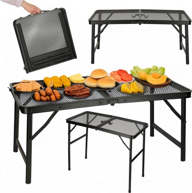 Folding Camping Table with Mesh Top