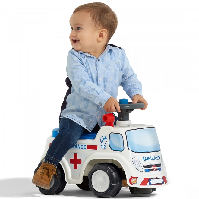 Ambulanza cavalcabile con sedile apribile e clacson