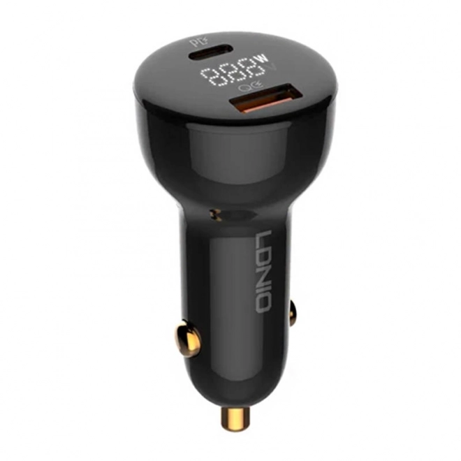 Nabíječka do auta LDNIO 100W s USB a USB-C porty, černá
