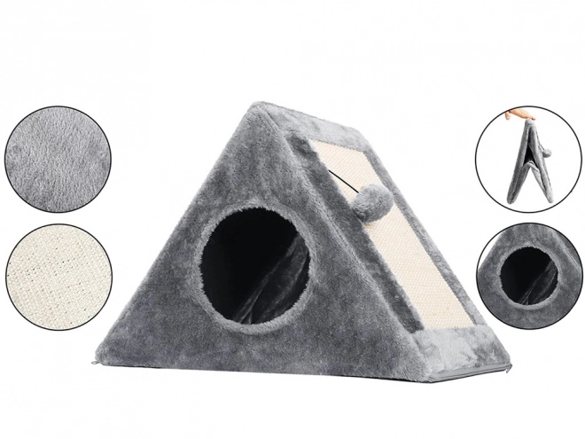 Triangular Cat Scratcher and House with Ball