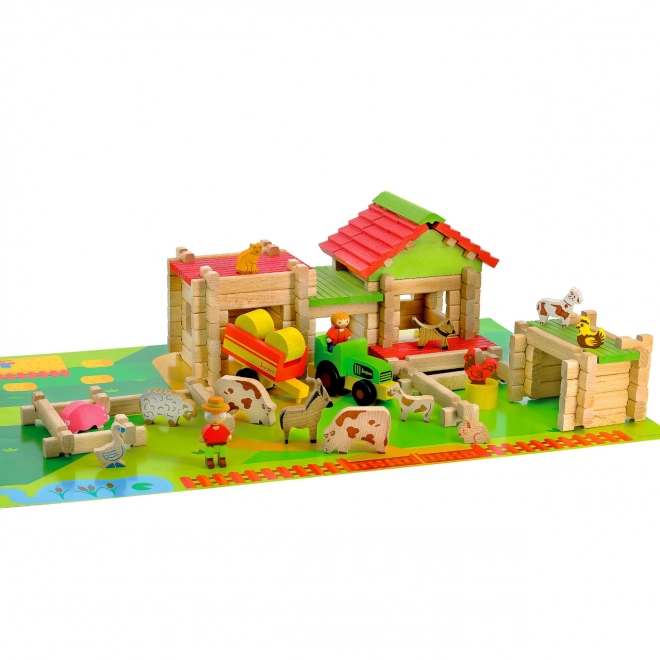 Jeujura Wooden Construction Set 130 Pieces My First Big Farm, Tractor, and Trailer