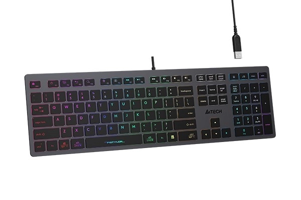 Keyboard with neon backlighting