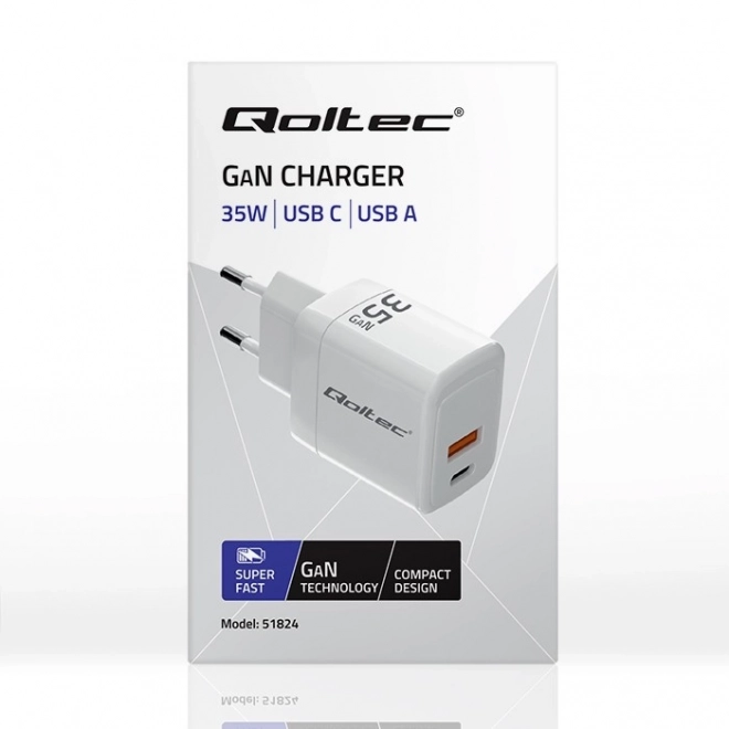 Compact GaN USB-C and QC 3.0 Dual Charger