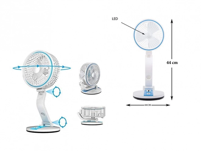Portable foldable fan with LED light and USB charging